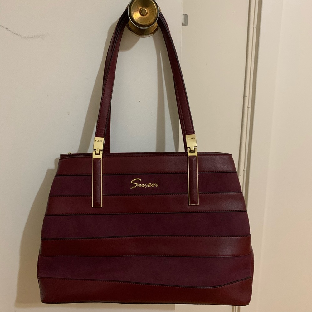 Maroon SUSEN Leather/Suede Purse